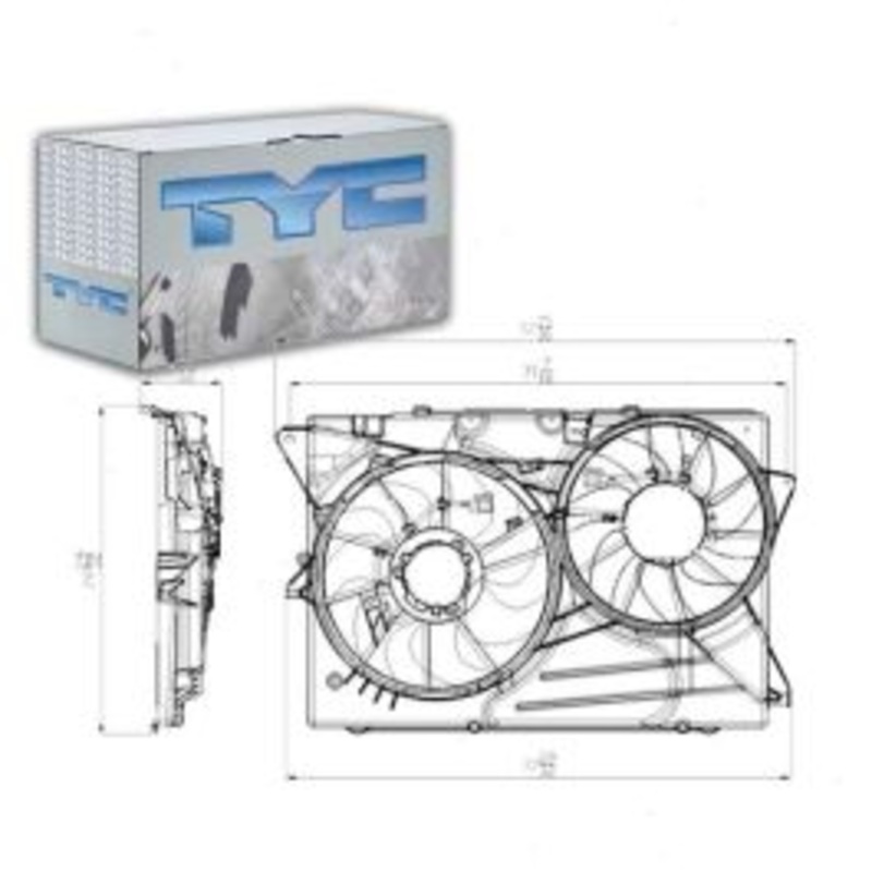 TYC Dual Radiator & Condenser Fan Assembly for 2011-2012 Ford Explorer 2.0L 3.5L L4 V6